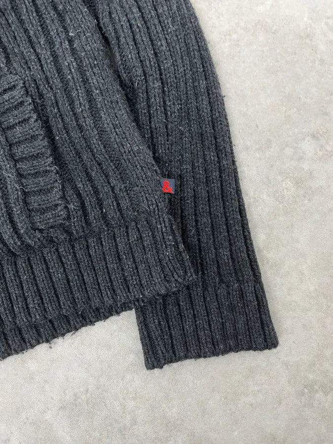 1990s Dolce & Gabbana Grey Wool Hooded Zip-up Sweater NvdtfgM 7