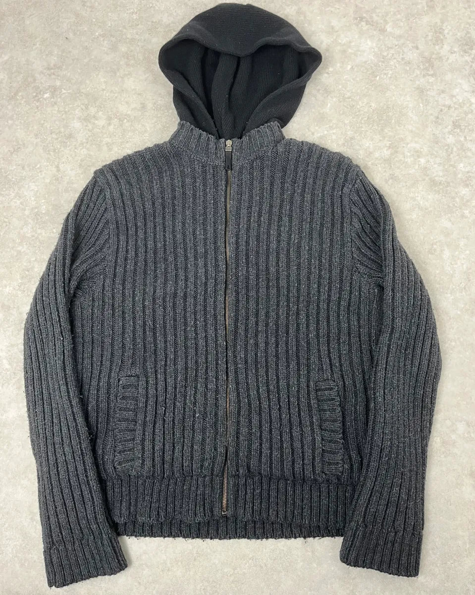 1990s Dolce & Gabbana Grey Wool Hooded Zip-up Sweater NvdtfgM 0