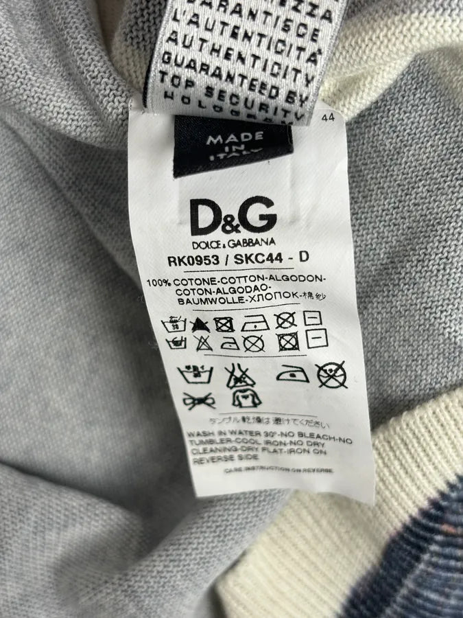 SS2010 Dolce & Gabbana Blue Denim Trompe-loeil V Neck Sweater dxkZsTZ 12