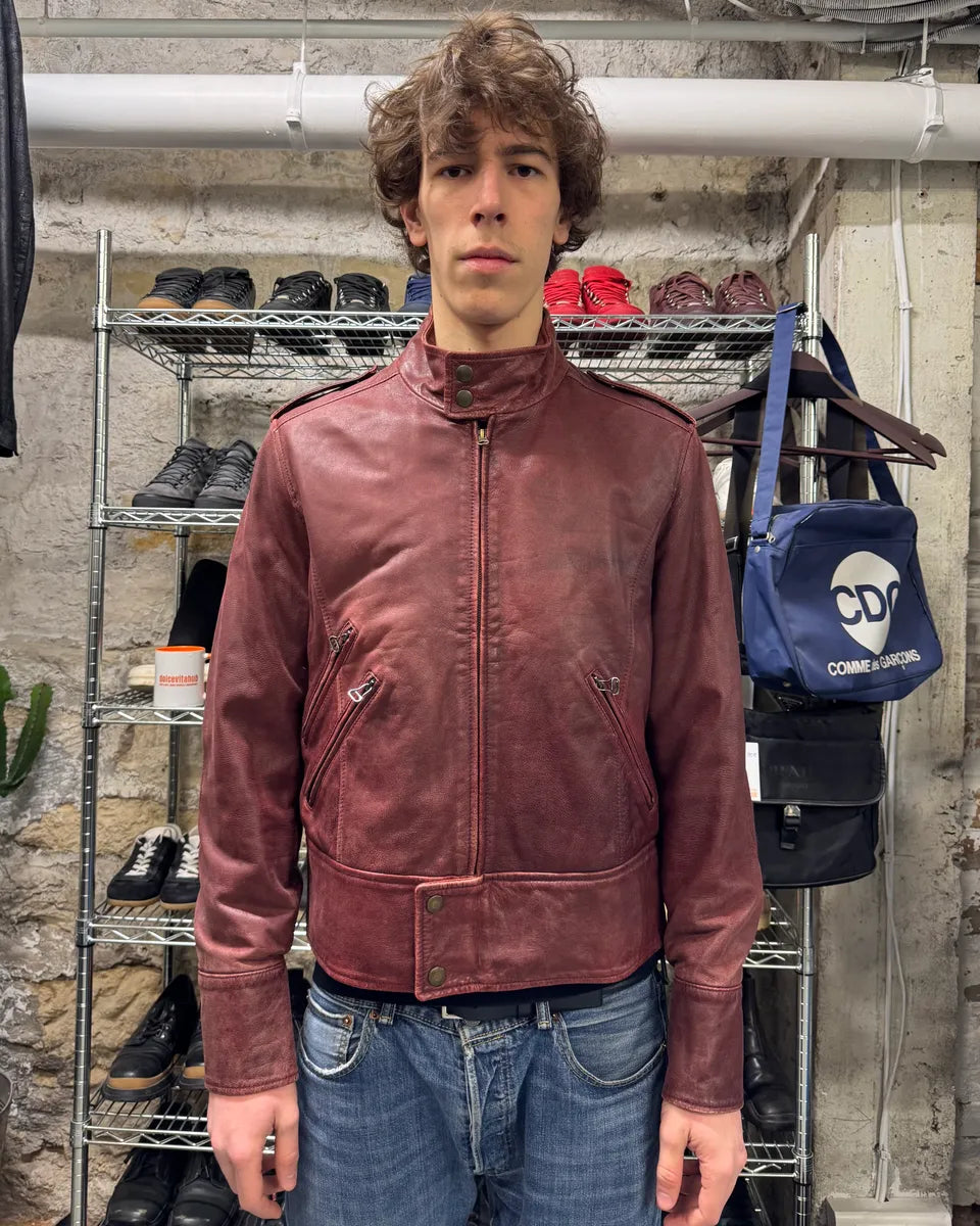 1990s Dolce & Gabbana Bordeaux Premium Leather Jacket (L) 1