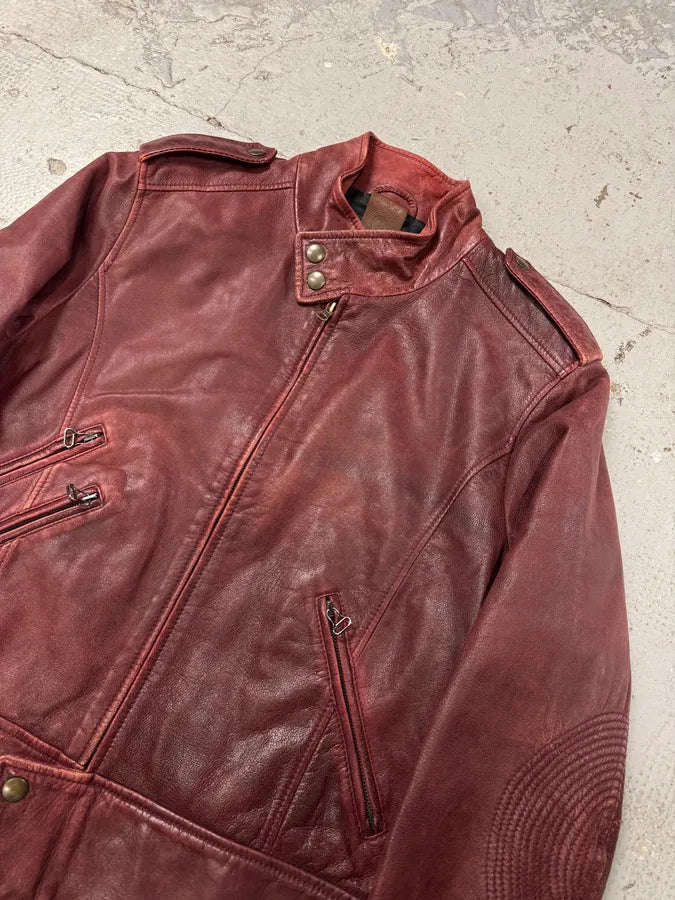 1990s Dolce & Gabbana Bordeaux Premium Leather Jacket (L) 2