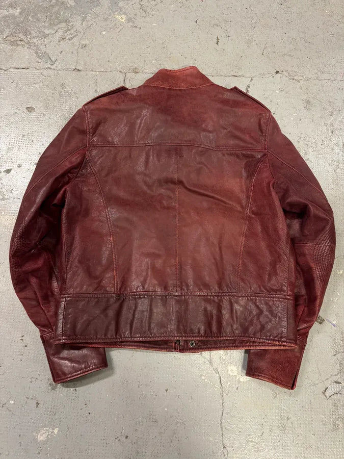 1990s Dolce & Gabbana Bordeaux Premium Leather Jacket (L) 3