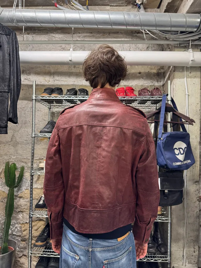 1990s Dolce & Gabbana Bordeaux Premium Leather Jacket (L) 4