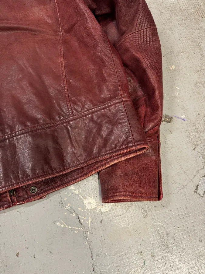 1990s Dolce & Gabbana Bordeaux Premium Leather Jacket (L) 6