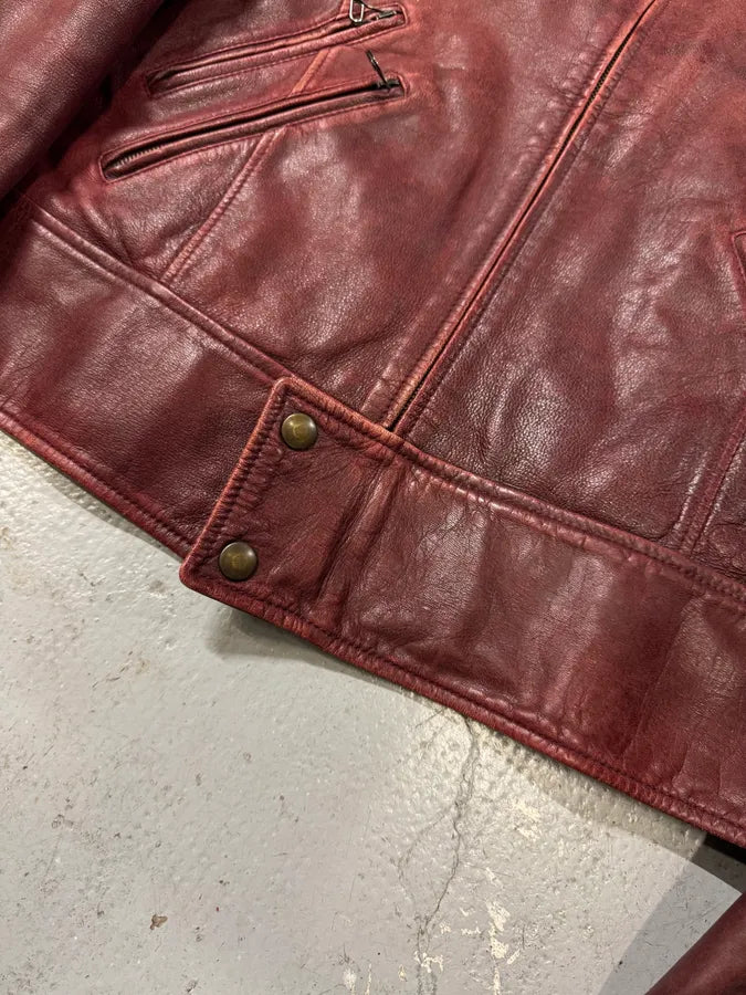 1990s Dolce & Gabbana Bordeaux Premium Leather Jacket (L) 7
