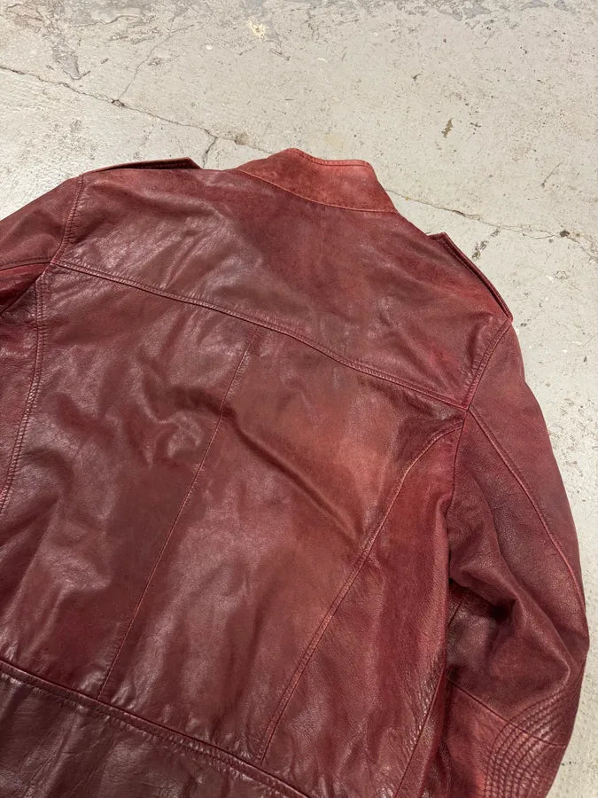 1990s Dolce & Gabbana Bordeaux Premium Leather Jacket (L) 8