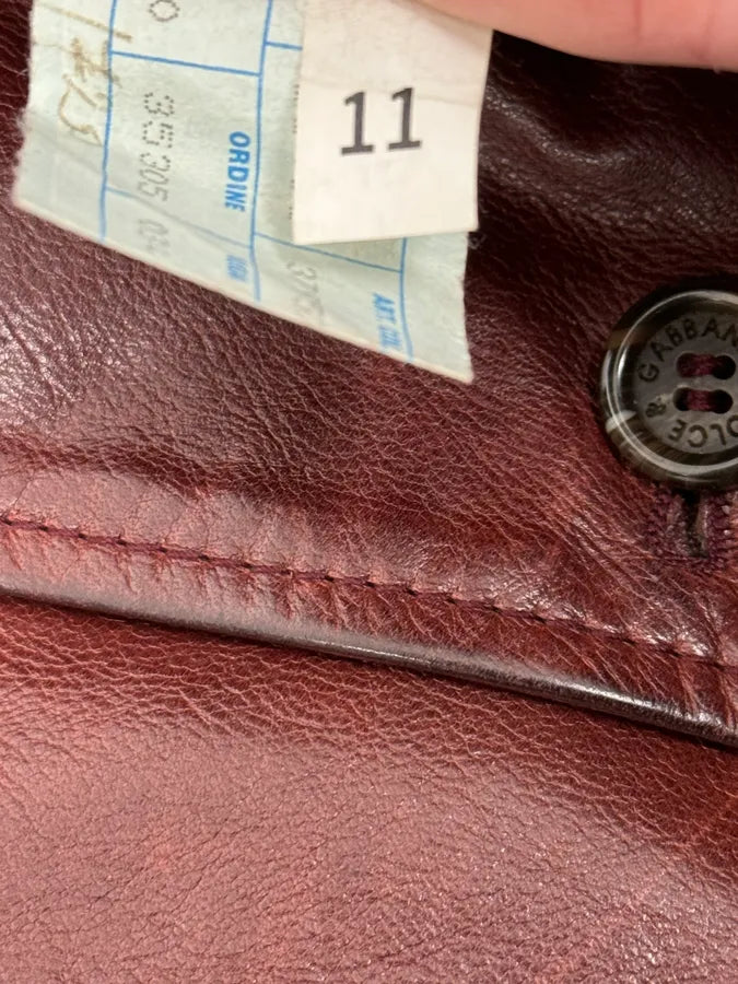 1990s Dolce & Gabbana Bordeaux Red Leather Buttoned Jacket CYQFbiO 9