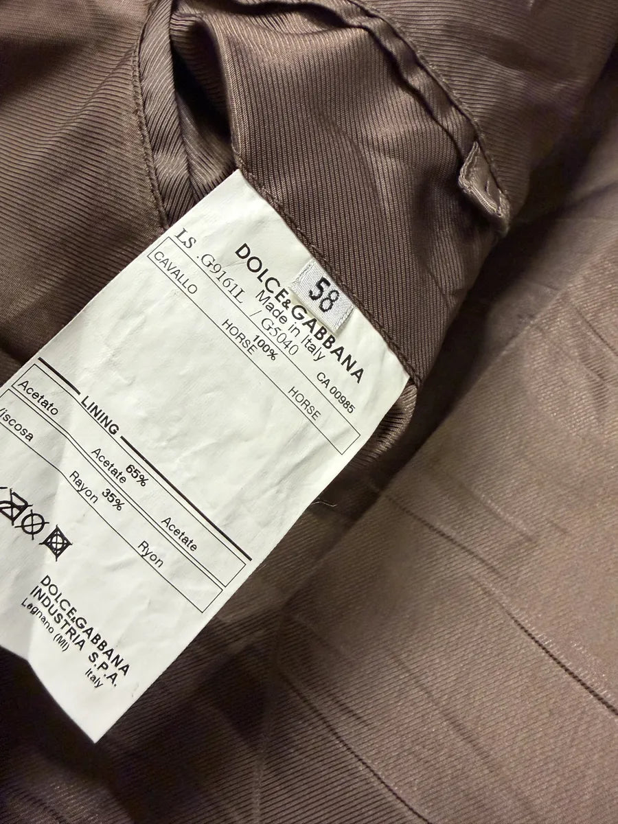 1990s Dolce & Gabbana Brown & White Leather Biker Jacket ogGTnJh 6