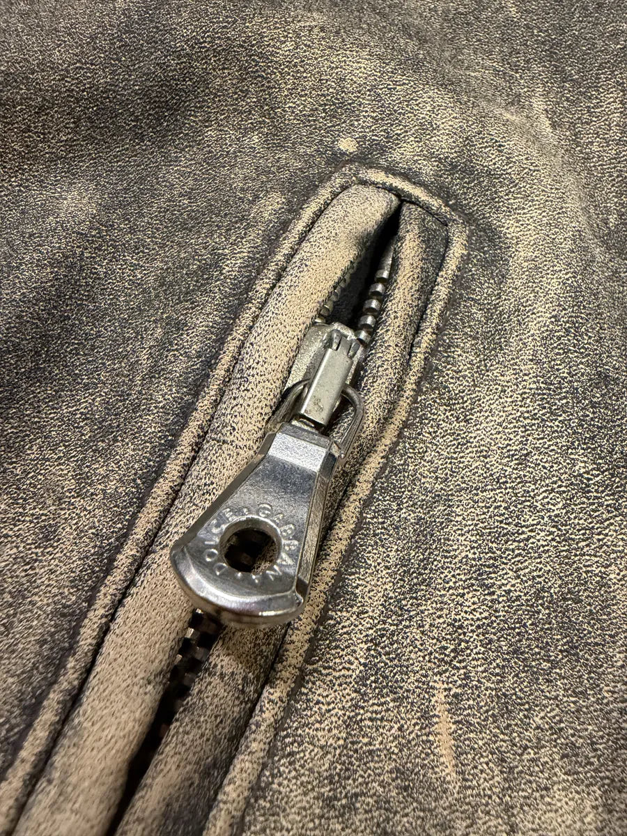 1990s Dolce & Gabbana Brown & White Leather Biker Jacket ogGTnJh 9