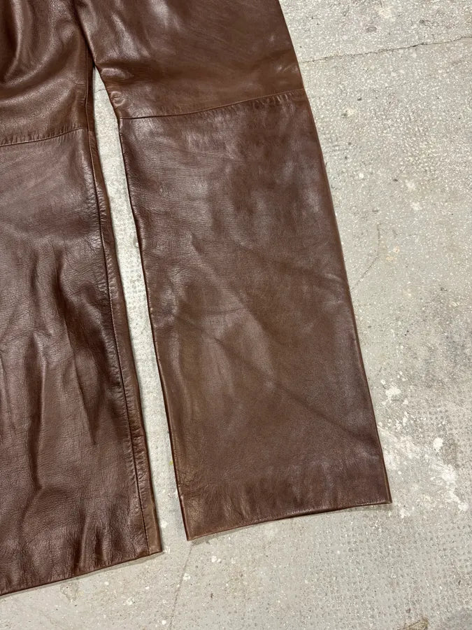 1990s Dolce & Gabbana Brown Leather Pant (S) 5