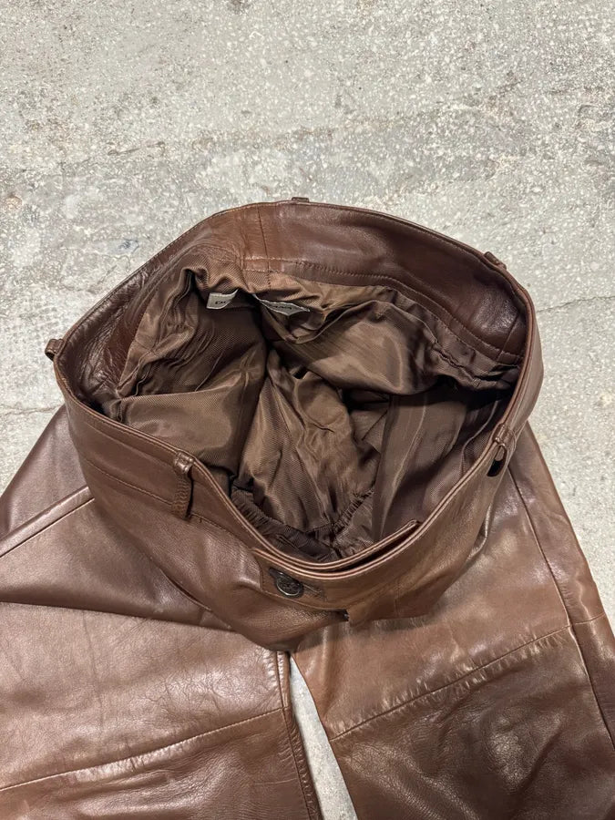 1990s Dolce & Gabbana Brown Leather Pant (S) 9