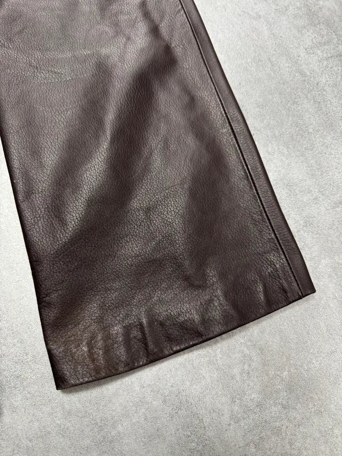 1990s Dolce & Gabbana Brown Leather Pants bkXAIlV 5