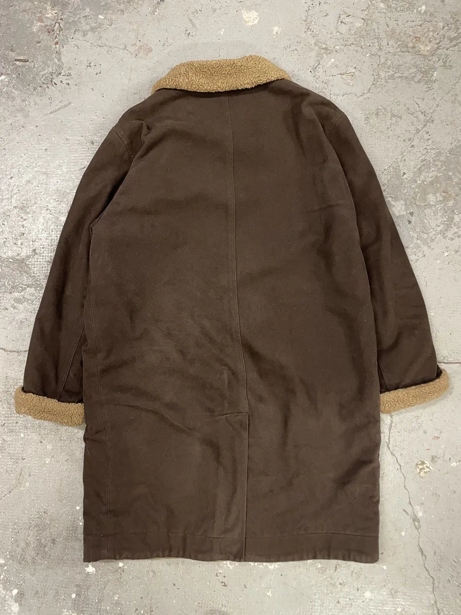 1990s Dolce & Gabbana Brown Long Shearling Jacket (L) 1