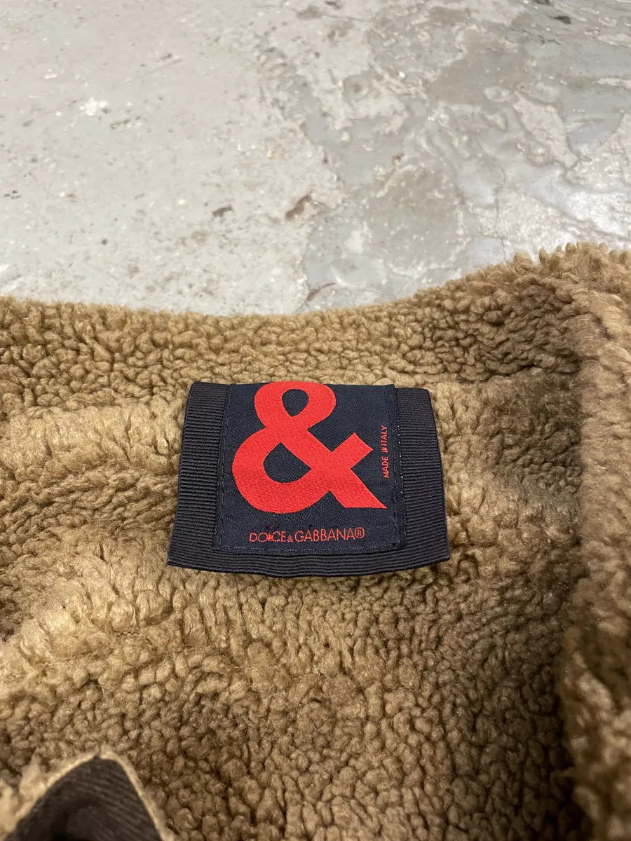 1990s Dolce & Gabbana Brown Long Shearling Jacket (L) 6