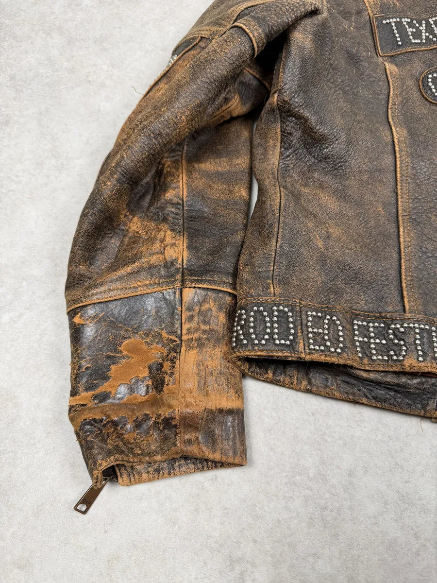 1990s Dolce & Gabbana Brown Rodeo Texas Studded Leather Jacket RkSAXHN 6