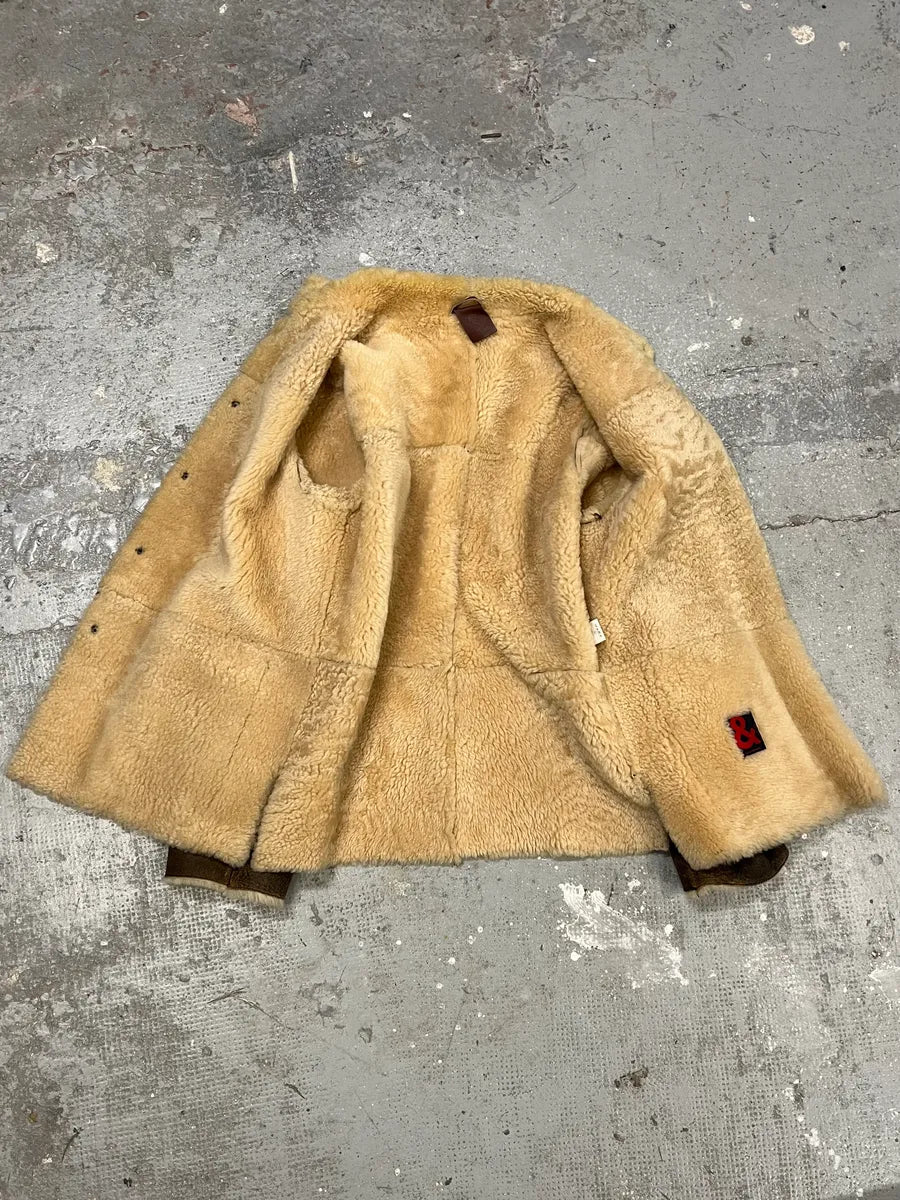 1990s Dolce & Gabbana Brown Shearling Leather Fur Jacket (M) 3