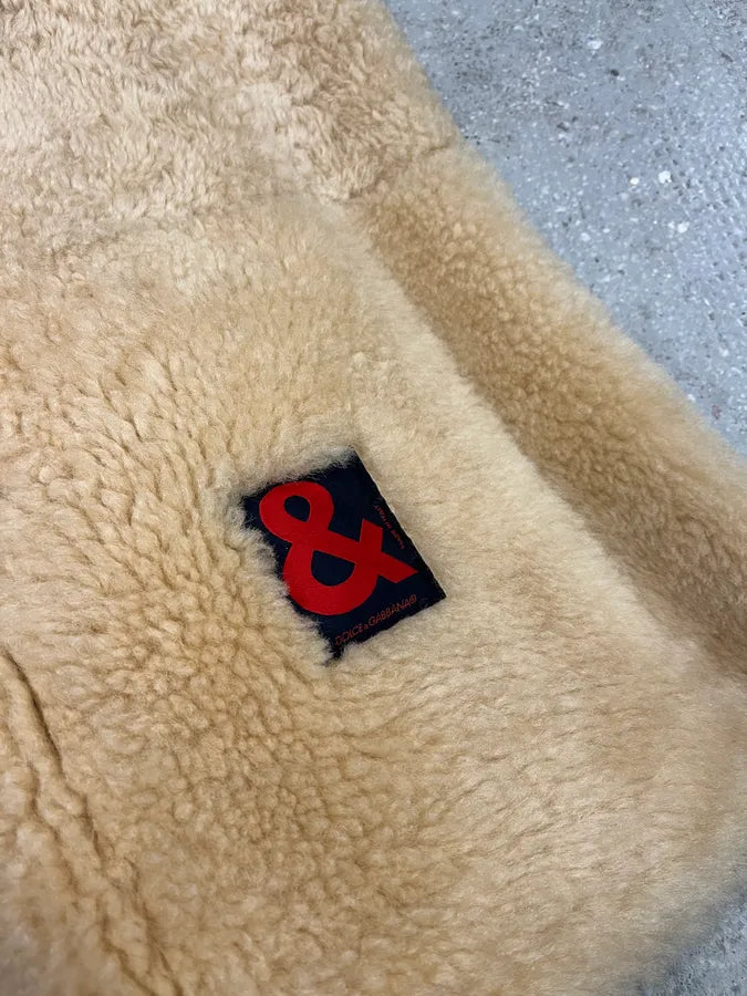 1990s Dolce & Gabbana Brown Shearling Leather Fur Jacket (M) 5