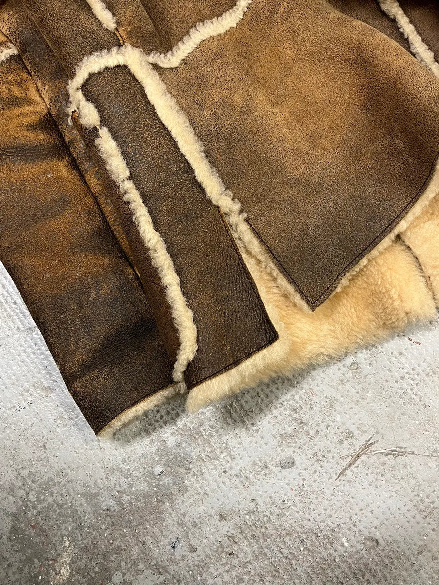 1990s Dolce & Gabbana Brown Shearling Leather Fur Jacket (M) 8