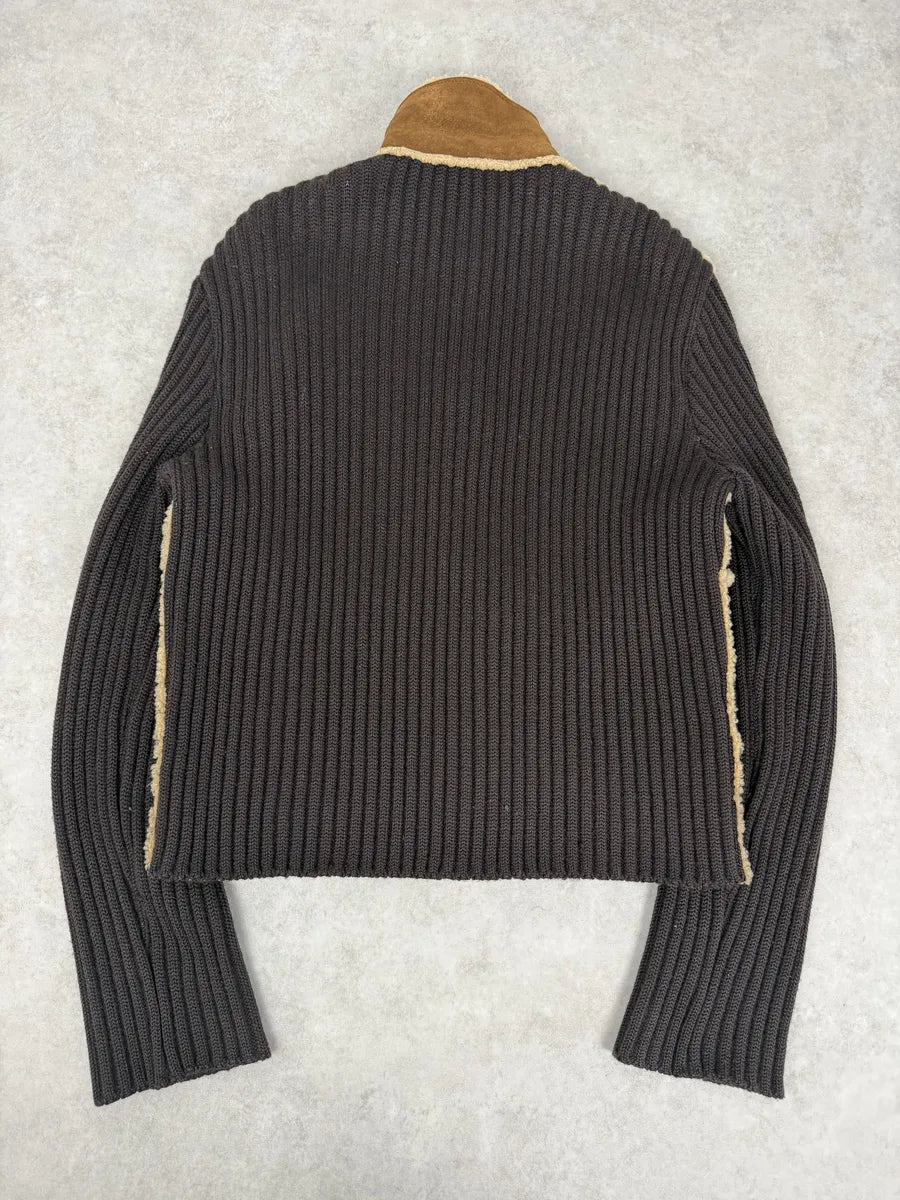 1990s Dolce & Gabbana Brown Shearling Wool Leather Jacket aZmsUUc 4