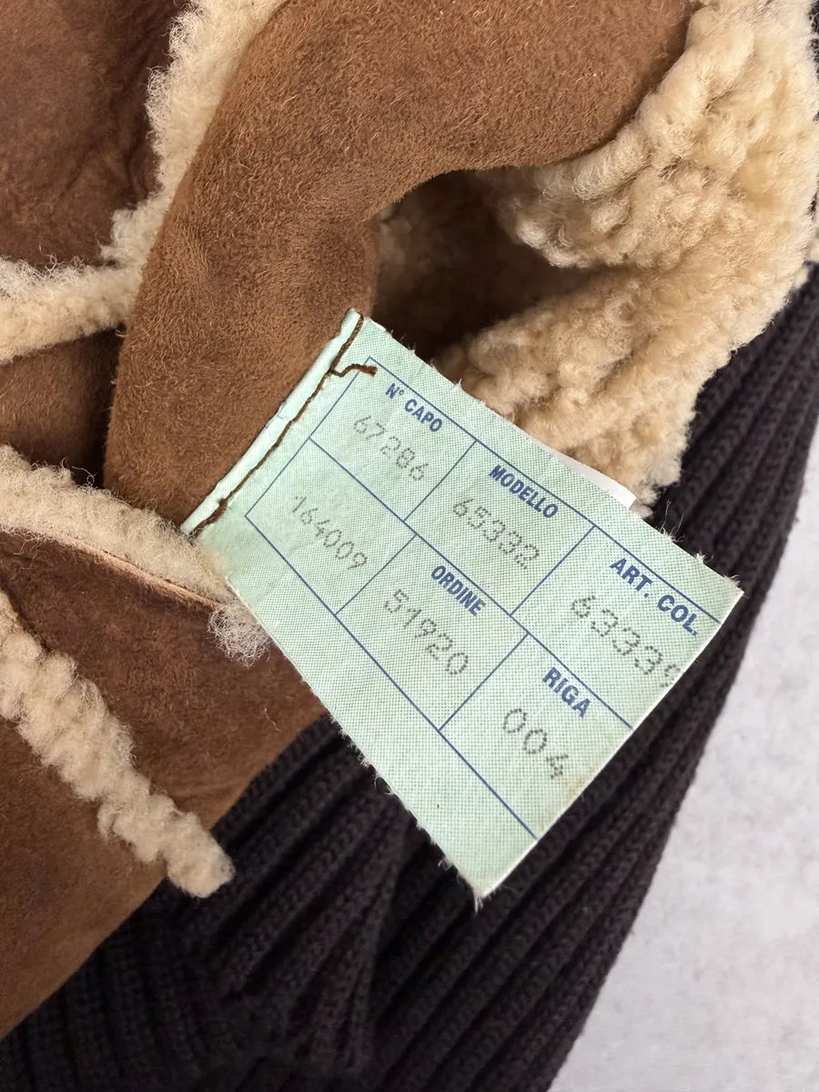 1990s Dolce & Gabbana Brown Shearling Wool Leather Jacket aZmsUUc 8