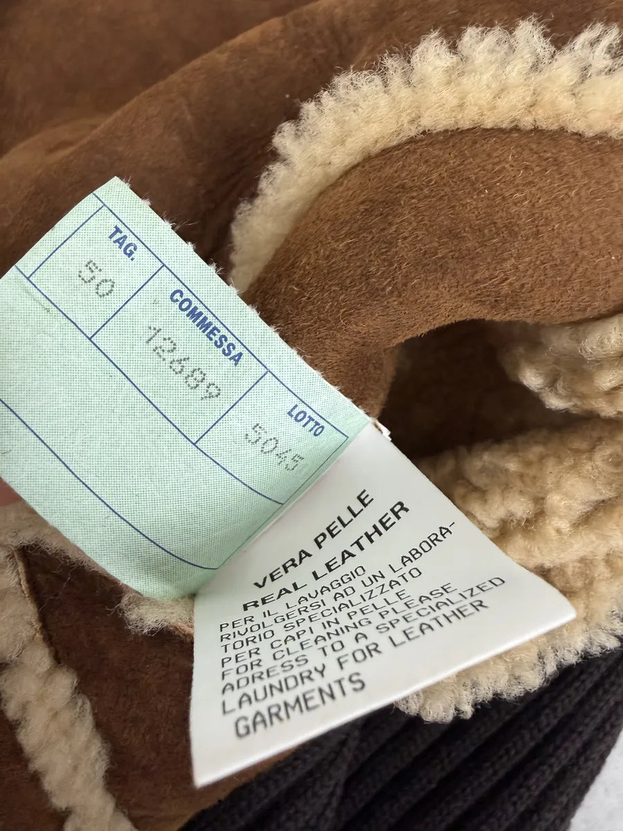 1990s Dolce & Gabbana Brown Shearling Wool Leather Jacket aZmsUUc 9