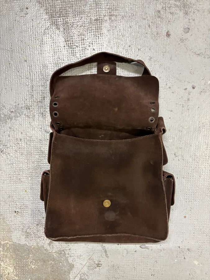 SS2002 Dolce & Gabbana Brown Suede Messenger Eyelet Bag YcLBzIj 6
