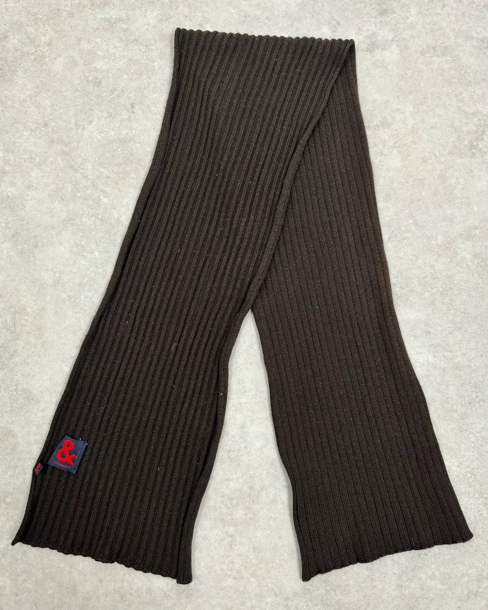 1990s Dolce & Gabbana Brown Wool Scarf AKKwCmU 0