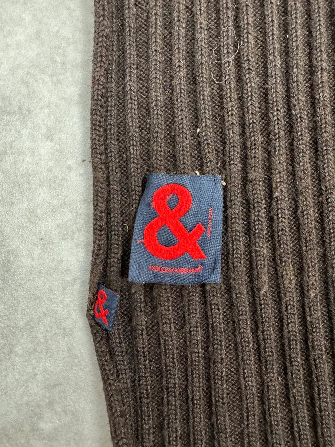 1990s Dolce & Gabbana Brown Wool Scarf AKKwCmU 4