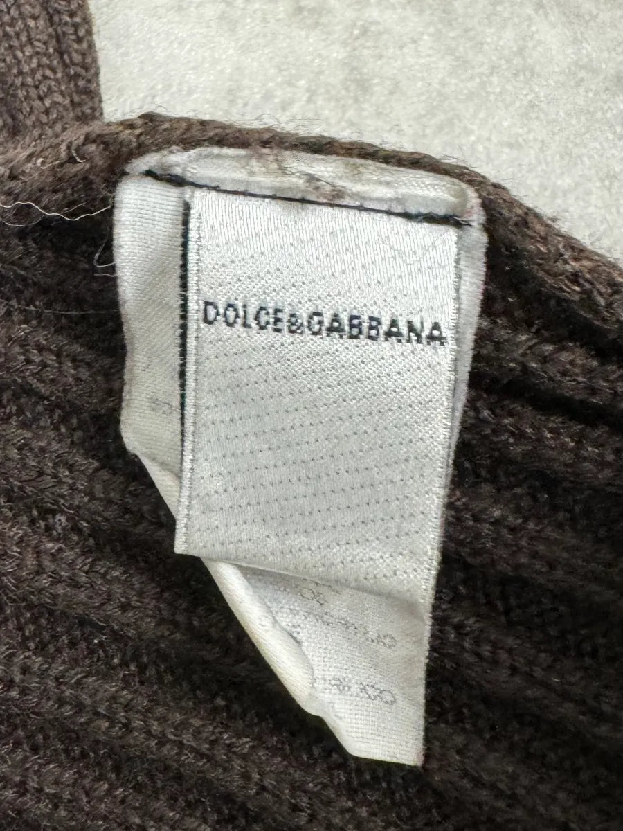 1990s Dolce & Gabbana Brown Wool Scarf AKKwCmU 5