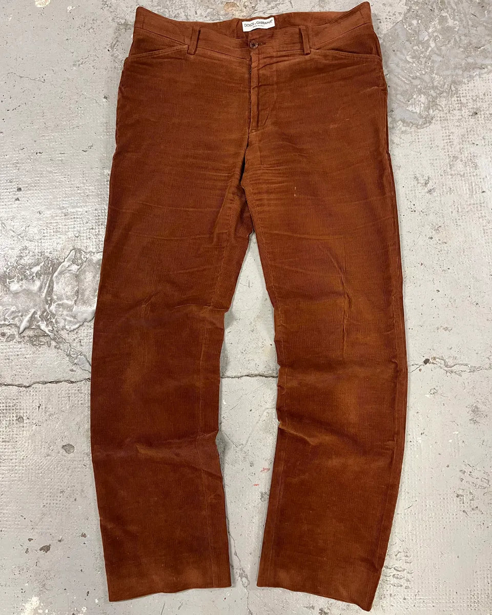 1990s Dolce & Gabbana Camel Velvet Pants mitRroF 0