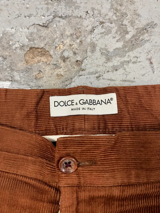 1990s Dolce & Gabbana Camel Velvet Pants mitRroF 4
