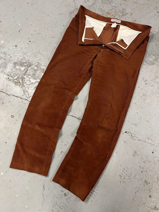 1990s Dolce & Gabbana Camel Velvet Pants mitRroF 6