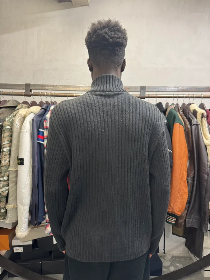 1990s Dolce & Gabbana Checkered Brown Wool Zip-up Sweater LRpHpvp 2