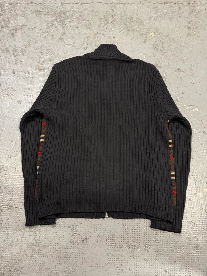 1990s Dolce & Gabbana Checkered Brown Wool Zip-up Sweater LRpHpvp 6