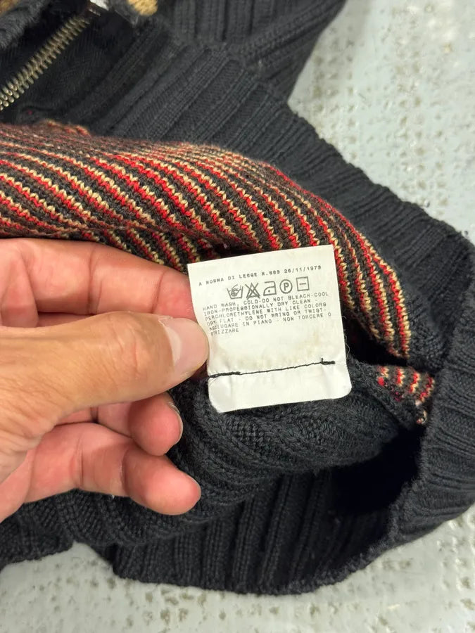 1990s Dolce & Gabbana Checkered Brown Wool Zip-up Sweater LRpHpvp 8