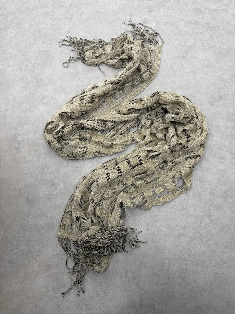 1990s Dolce & Gabbana Creamy Beige Fringe Scarf PgKWXvv 3