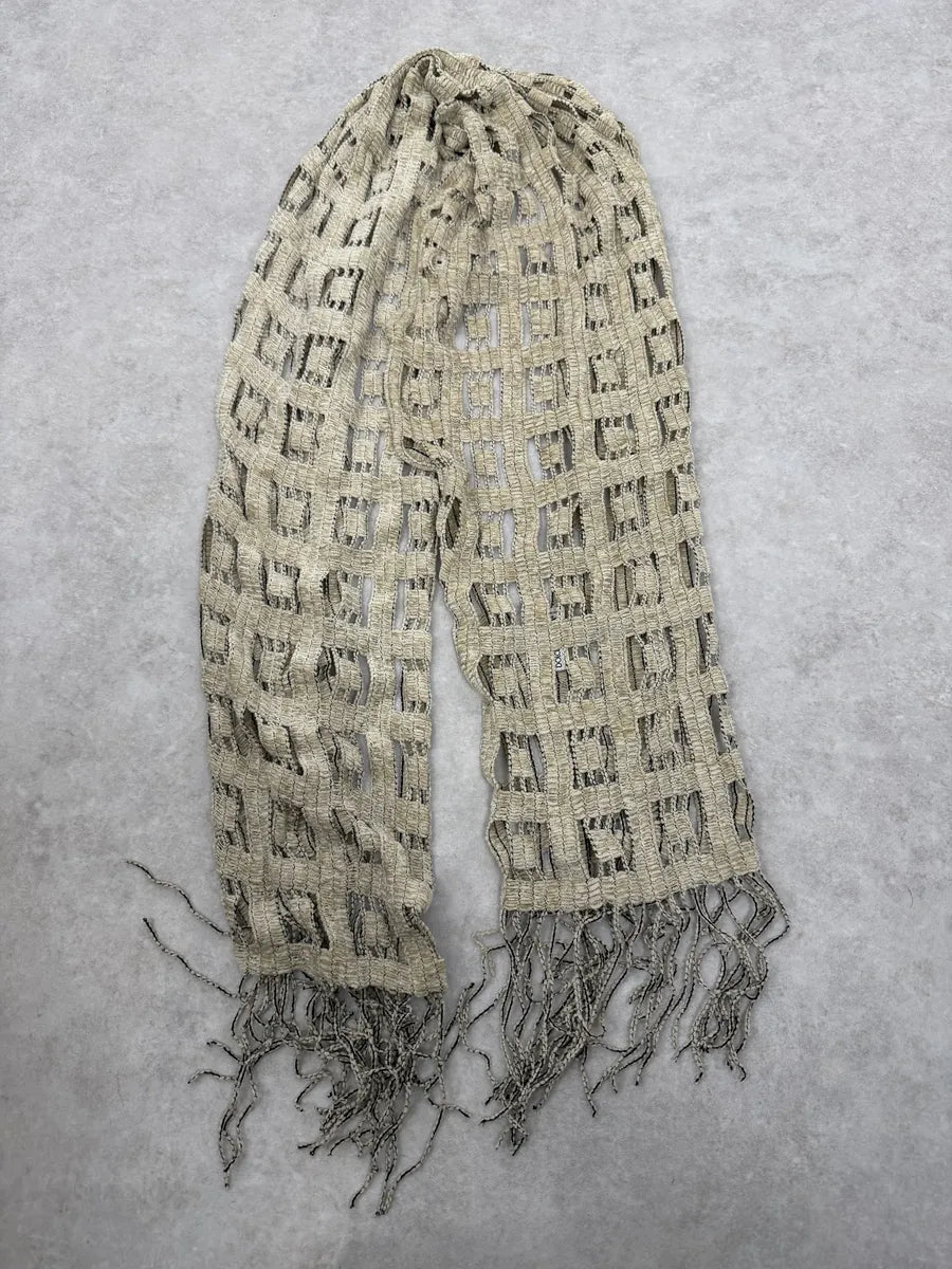 1990s Dolce & Gabbana Creamy Beige Fringe Scarf PgKWXvv 6