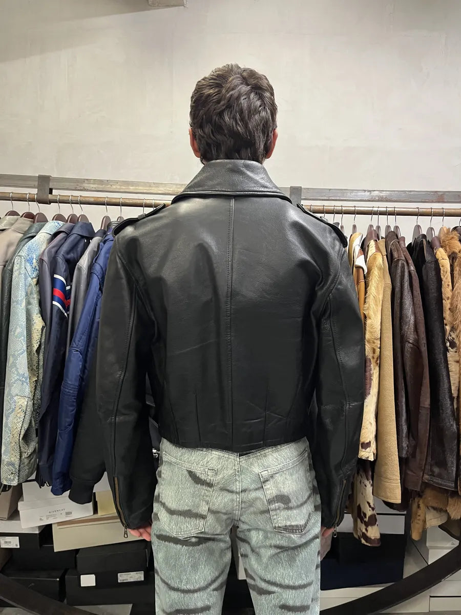 1990s Dolce & Gabbana Cropped Black Leather Premium Jacket NyJqjfT 3