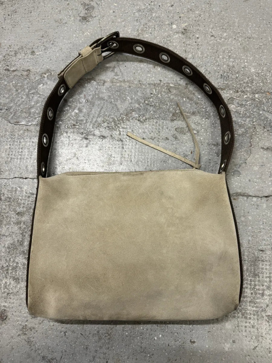 1990s Dolce & Gabbana Eyled Beige Suede Shoulder Bag (OS) nqMqIOG 0