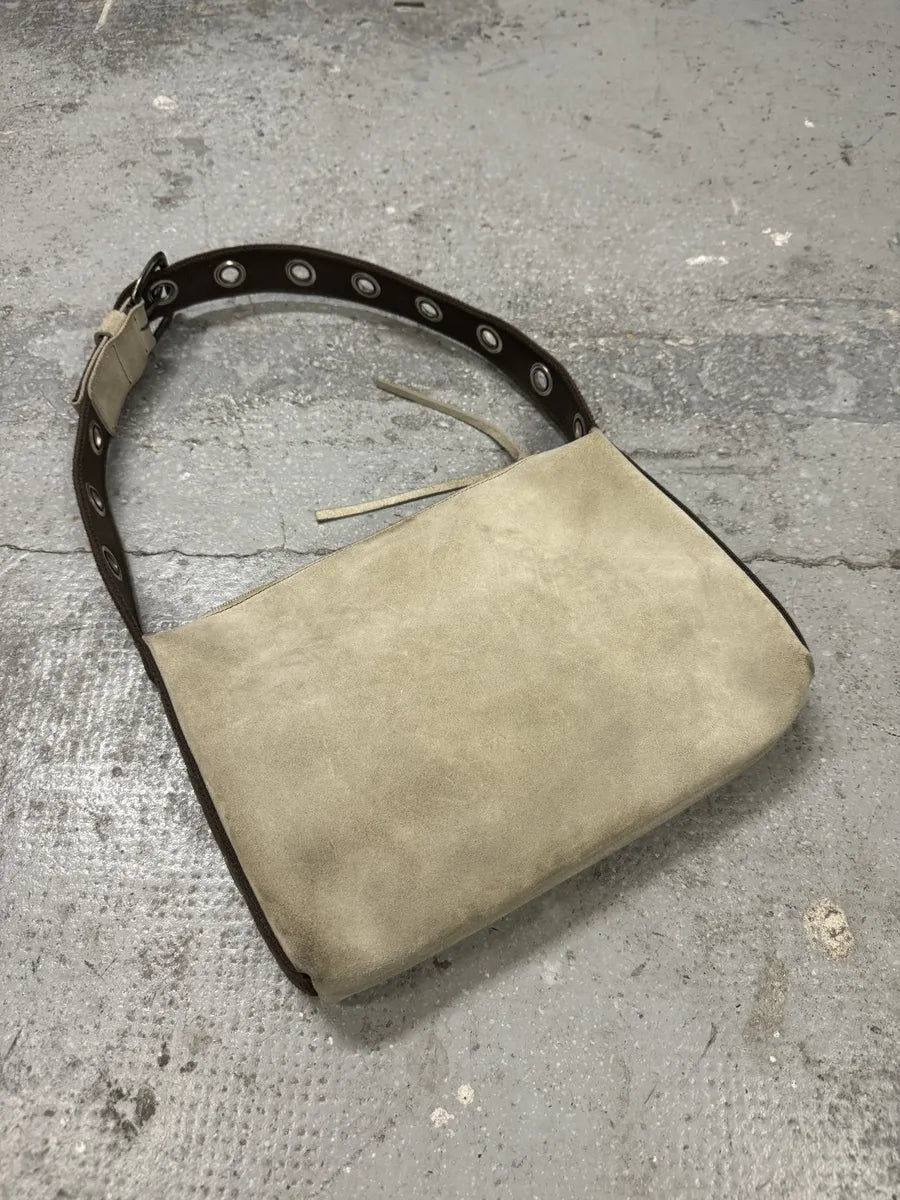 1990s Dolce & Gabbana Eyled Beige Suede Shoulder Bag (OS) nqMqIOG 1