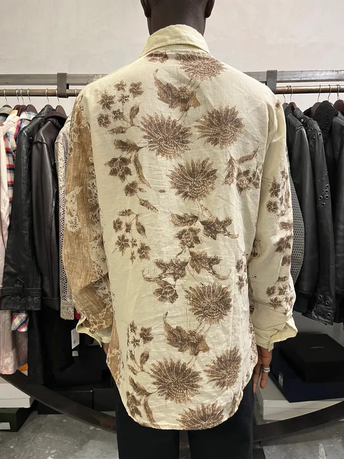 1990s Dolce & Gabbana Flowers Creamy Shirt gRvYgFN 3