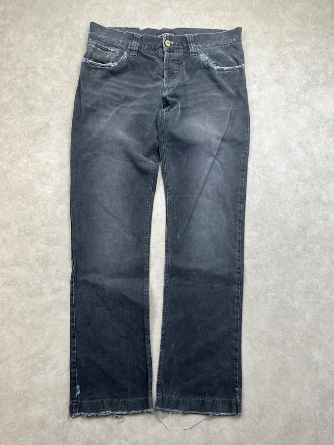 AW2005 Dolce & Gabbana Grey Denim Distressed Jeans tmGvKrj 1