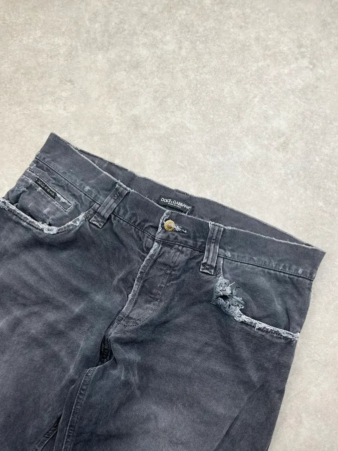 AW2005 Dolce & Gabbana Grey Denim Distressed Jeans tmGvKrj 5