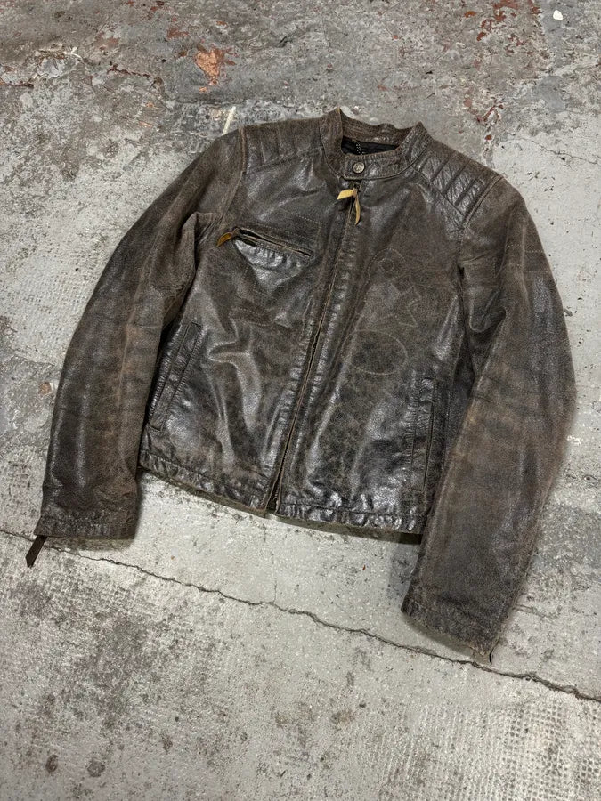 1990s Dolce & Gabbana Grey Raw Biker Leather Jacket dqVDiKW 2