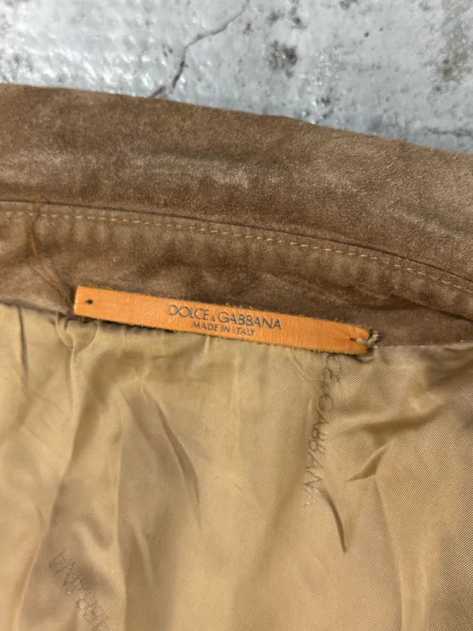 1990s Dolce & Gabbana Hybird Camel Suede Leather Jacket SqNHiHF 7