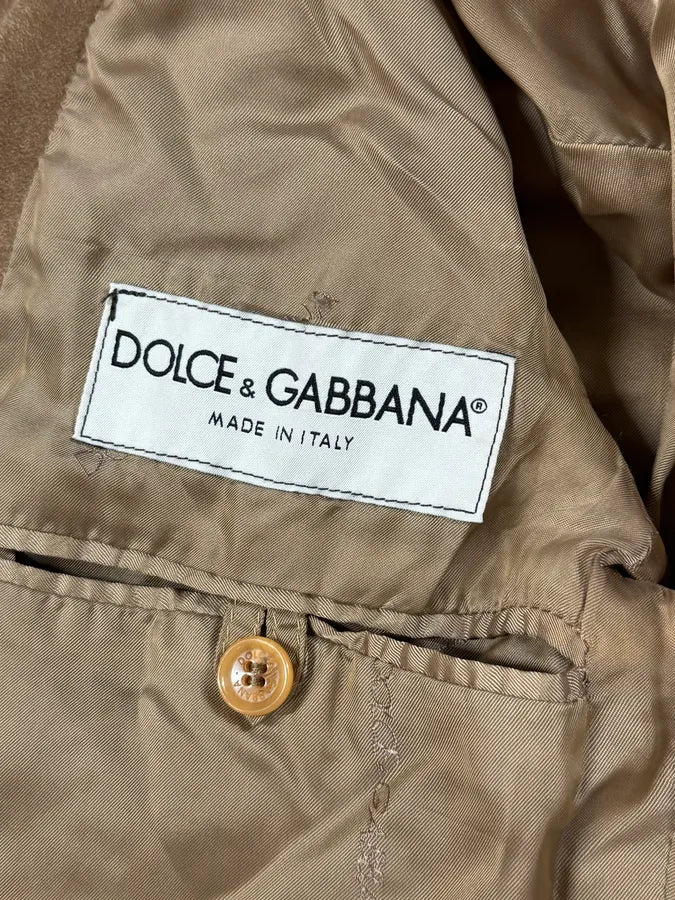 1990s Dolce & Gabbana Hybird Camel Suede Leather Jacket SqNHiHF 8