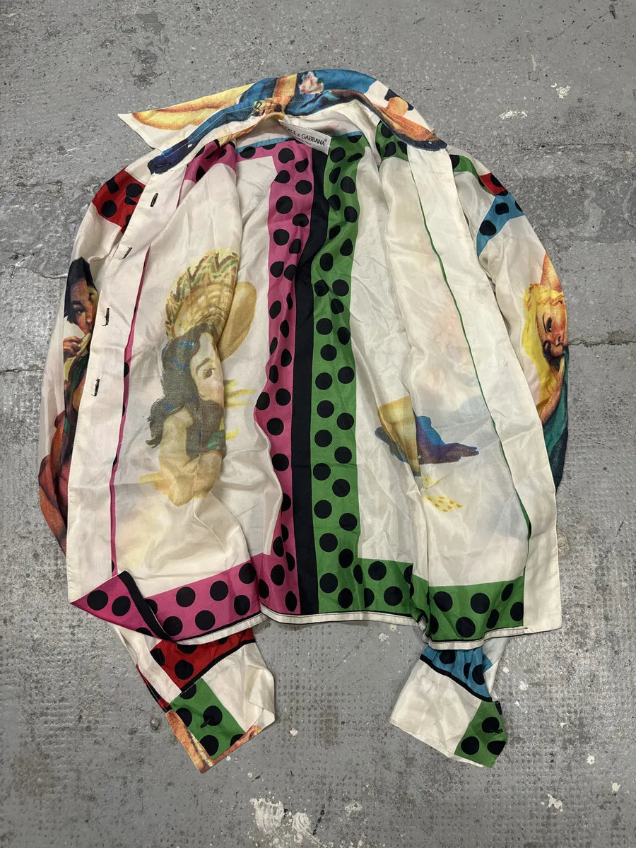 1990s Dolce & Gabbana Irresistible Ladies White Multicolor Shirt (M/L) IMsGXAe 4