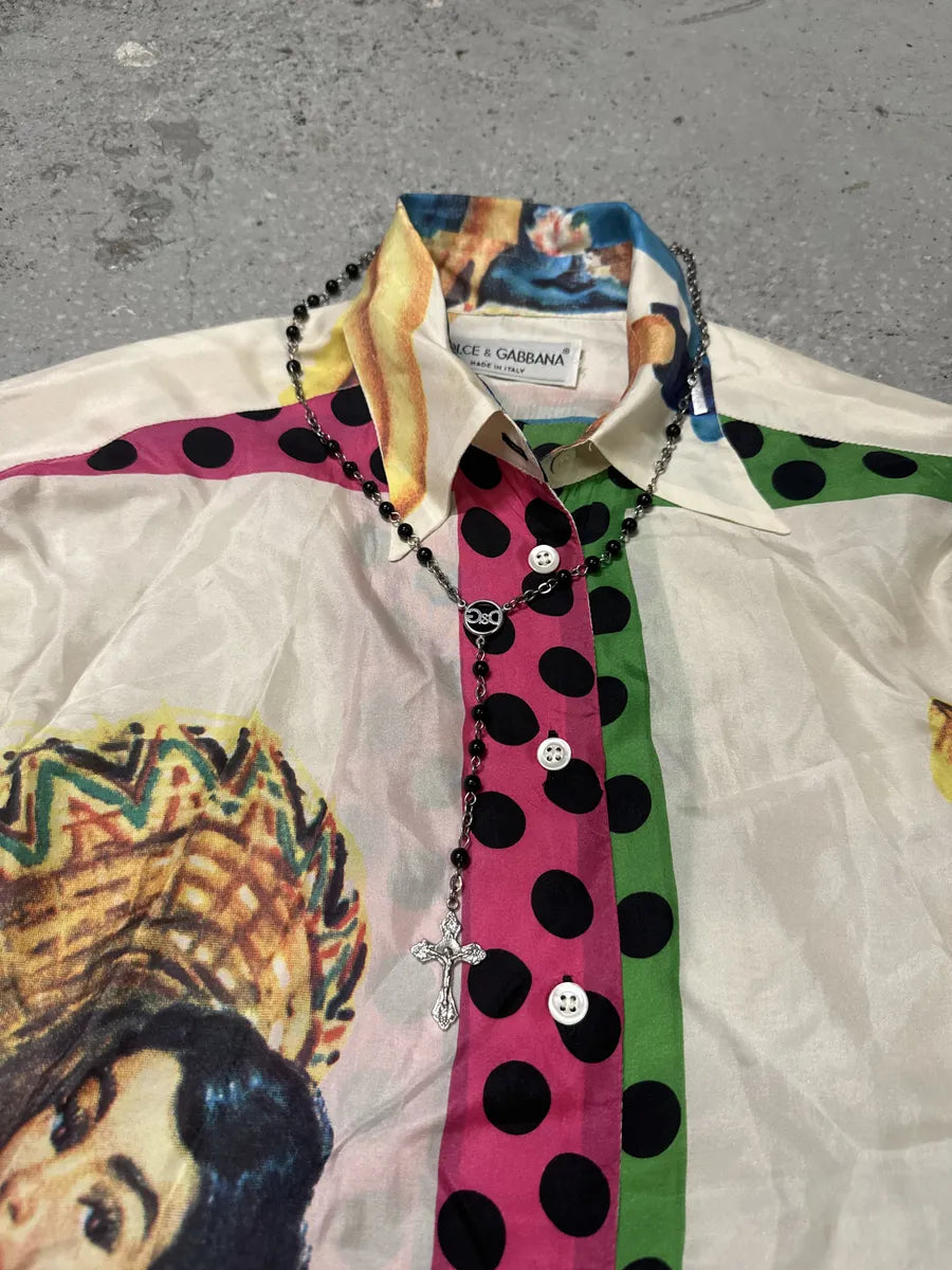 1990s Dolce & Gabbana Irresistible Ladies White Multicolor Shirt (M/L) IMsGXAe 5