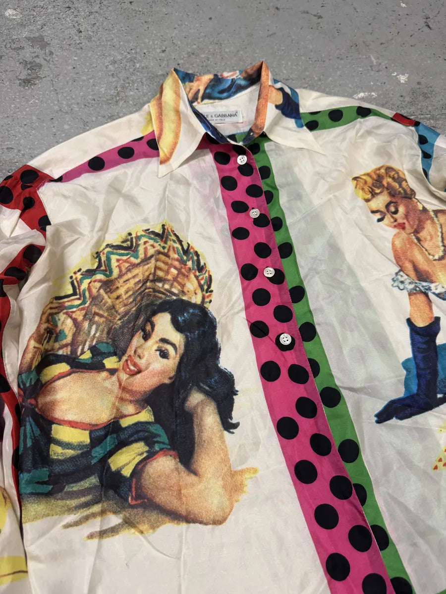 1990s Dolce & Gabbana Irresistible Ladies White Multicolor Shirt (M/L) IMsGXAe 7