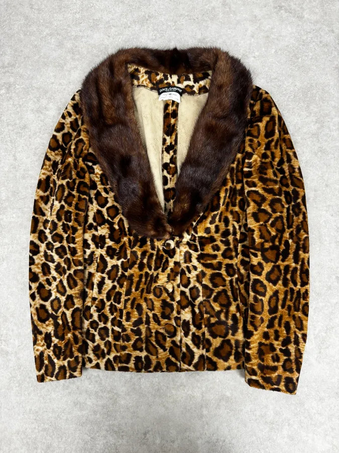 1990s Dolce & Gabbana Leopard Print Fur Cardigan WNOokQd 0